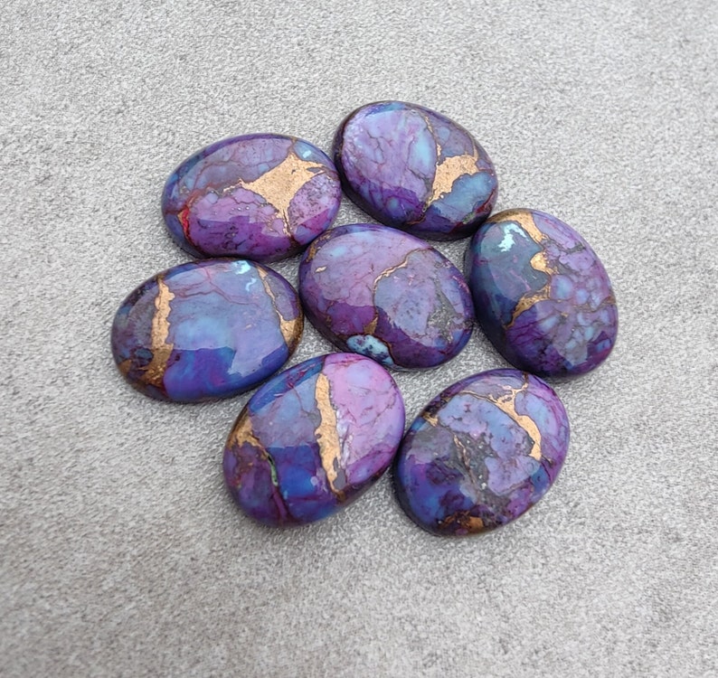 Natural Purple Bronze Turquoise Oval Shape Cabochon Flat Back AAA Quality Calibrated Wholesale Gemstones, All Sizes Available zdjęcie 7