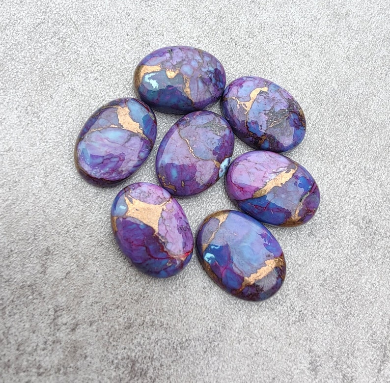 Natural Purple Bronze Turquoise Oval Shape Cabochon Flat Back AAA Quality Calibrated Wholesale Gemstones, All Sizes Available zdjęcie 6