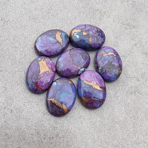 Natural Purple Bronze Turquoise Oval Shape Cabochon Flat Back AAA Quality Calibrated Wholesale Gemstones, All Sizes Available zdjęcie 8