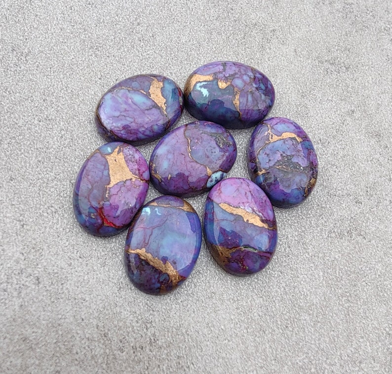Natural Purple Bronze Turquoise Oval Shape Cabochon Flat Back AAA Quality Calibrated Wholesale Gemstones, All Sizes Available zdjęcie 8