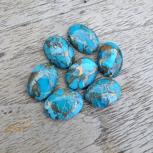 AAA Calidad Natural Azul Cobre Turquesa Forma Ovalada Cabujón Espalda Plana Piedras Preciosas Al Por Mayor Calibradas, Todos los Tamaños Disponibles imagen 9