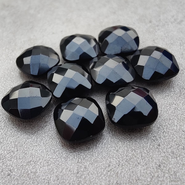 AAA+ Quality Natural Black Onyx Square Cushion Shape Briolette Checker Cut Calibrated Wholesale Gemstones, All Sizes Available