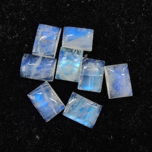AAA+ Quality Natural Rainbow Moonstone Rectangle Shape Cabochon Flat Back Calibrated Wholesale Gemstones, All Sizes Available