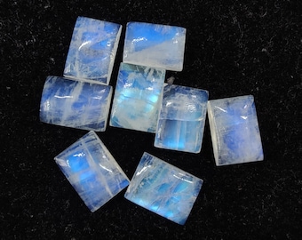 Natural Rainbow Moonstone Cabochon: AAA+ Rectangle Shape Calibrated Gemstones