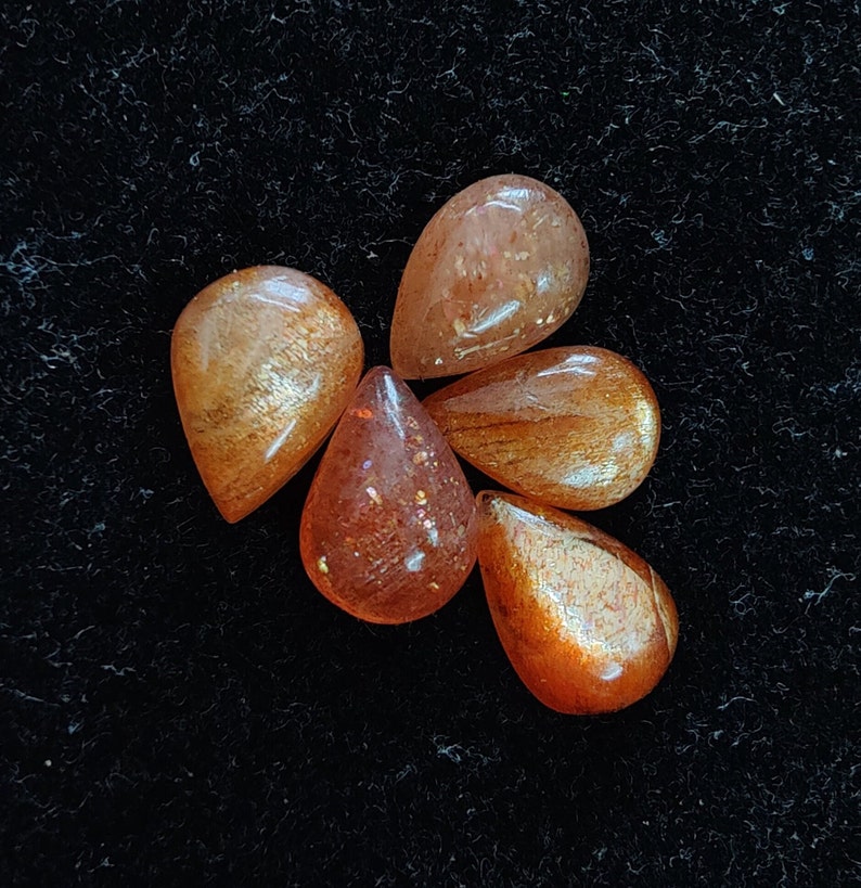 Pierre de soleil naturelle de qualité AAA forme de larme Cabochon à dos plat en forme de poire calibrée, pierres précieuses en gros, toutes les tailles disponibles image 7