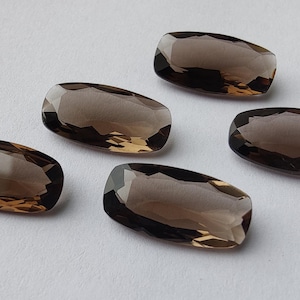 AAA+ Smoky Quartz Gemstone: Big Cushion Faceted Cut, Calibrated