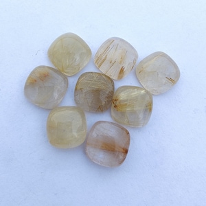AAA+ Golden Rutile Cabochon: Square Cushion Gemstone