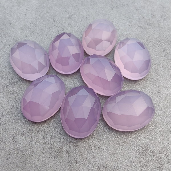 Natural Lavender Chalcedony Oval Shape Rose Cut Flat Back Calibrated AAA+ Quality Wholesale Gemstones, All Sizes Available