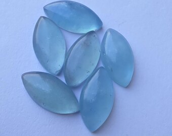 AAA+ Aqua Milky Marquise Shape Cabochon Flat Back: Natural Calibrated Wholesale Gemstones