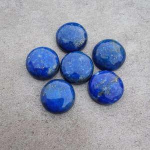 AAA Quality Natural Lapis Lazuli Round Shape Cabochon Flat Back Calibrated Wholesale Gemstones, All Sizes Available image 4