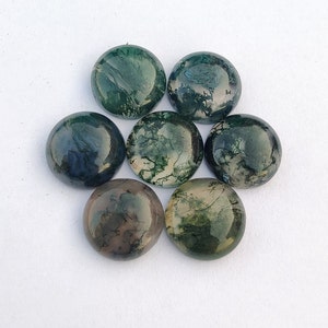 Cabochon rond à dos plat en agate mousse naturelle de qualité AAA , pierres précieuses calibrées en gros, toutes les tailles disponibles image 5