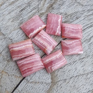 Natural Rhodochrosite Cabochon: Rectangle Flat Back Gemstone