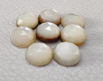 AAA+ Mother of Pearl Gemstone: Round Checker Cut Cabochon