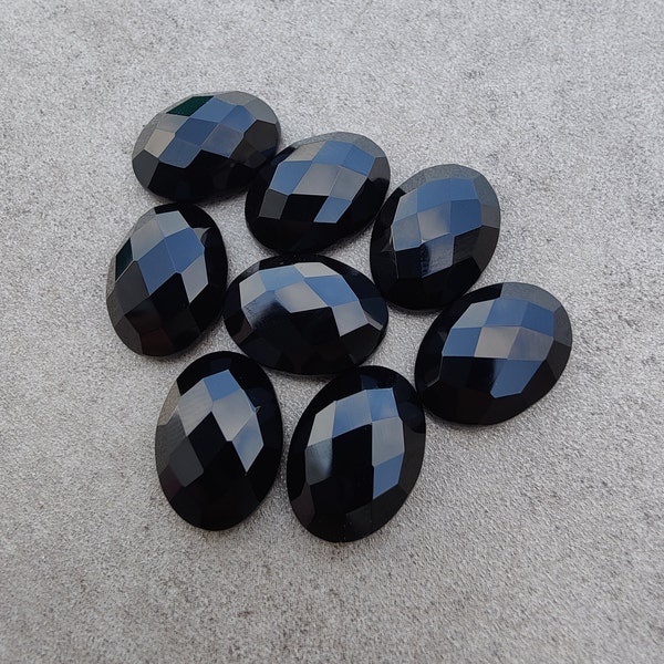 AAA+ Quality Natural Black Onyx Oval Shape Checker Cut flat back Calibrated Wholesale Gemstones, All Sizes Available