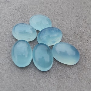 AAA+ Quality Natural Aqua Milky Oval Shape Cabochon Flat Back Calibrated Wholesale Gemstones, All Sizes Available