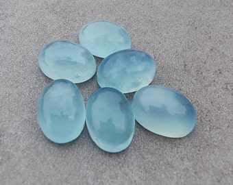 AAA+ Quality Natural Aqua Milky Oval Shape Cabochon Flat Back Calibrated Wholesale Gemstones, All Sizes Available