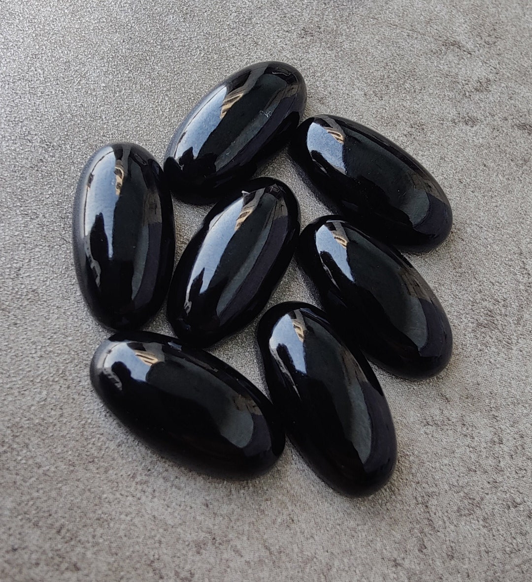 Natural Black Onyx Cabochon: AAA+ Big Oval Shape Calibrated