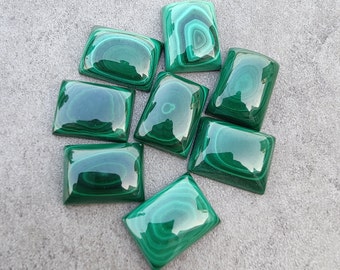 Top Quality Natural Malachite Rectangle Shape Cabochon Flat Back Calibrated Wholesale Gemstones, All Sizes Available