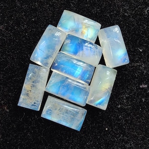 AAA+ Rainbow Moonstone Cabochon: Calibrated Cushion Gemstone