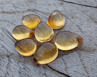 Cabochon en forme de poire citrine naturelle de qualité supérieure, dos plat, calibrées en forme de larme, pierres précieuses en gros, tailles personnalisées disponibles