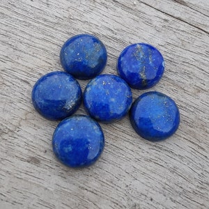AAA Quality Natural Lapis Lazuli Round Shape Cabochon Flat Back Calibrated Wholesale Gemstones, All Sizes Available image 3