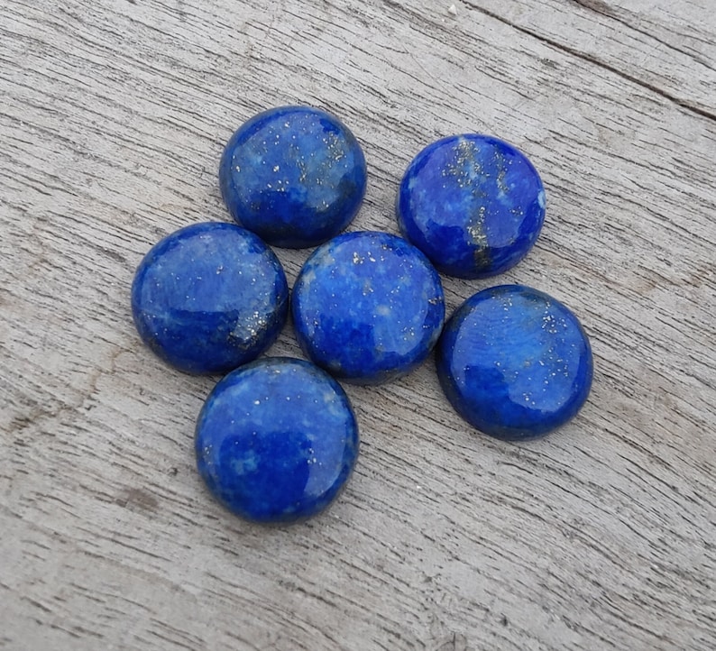 AAA Quality Natural Lapis Lazuli Round Shape Cabochon Flat Back Calibrated Wholesale Gemstones, All Sizes Available image 3