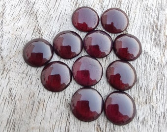 Natural Garnet Round Shape Cabochon Flat Back Calibrated High Quality Wholesale Gemstones, Custom Sizes Available