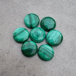 Natural Malachite Round Shape Cabochon Flat Back AAA Quality Calibrated Wholesale Gemstones, All Sizes Available image 6