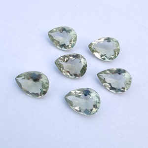 AAA+ Green Amethyst Gemstone: Teardrop Pear Shape, Faceted Cut