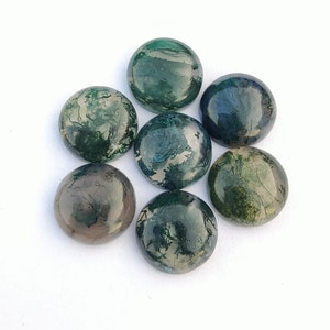 Cabochon rond à dos plat en agate mousse naturelle de qualité AAA , pierres précieuses calibrées en gros, toutes les tailles disponibles image 3