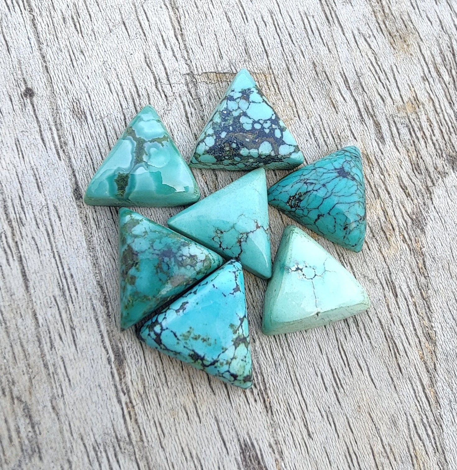 Natural Tibetan Turquoise Triangle Cabochon: AAA+ Quality Gemstone