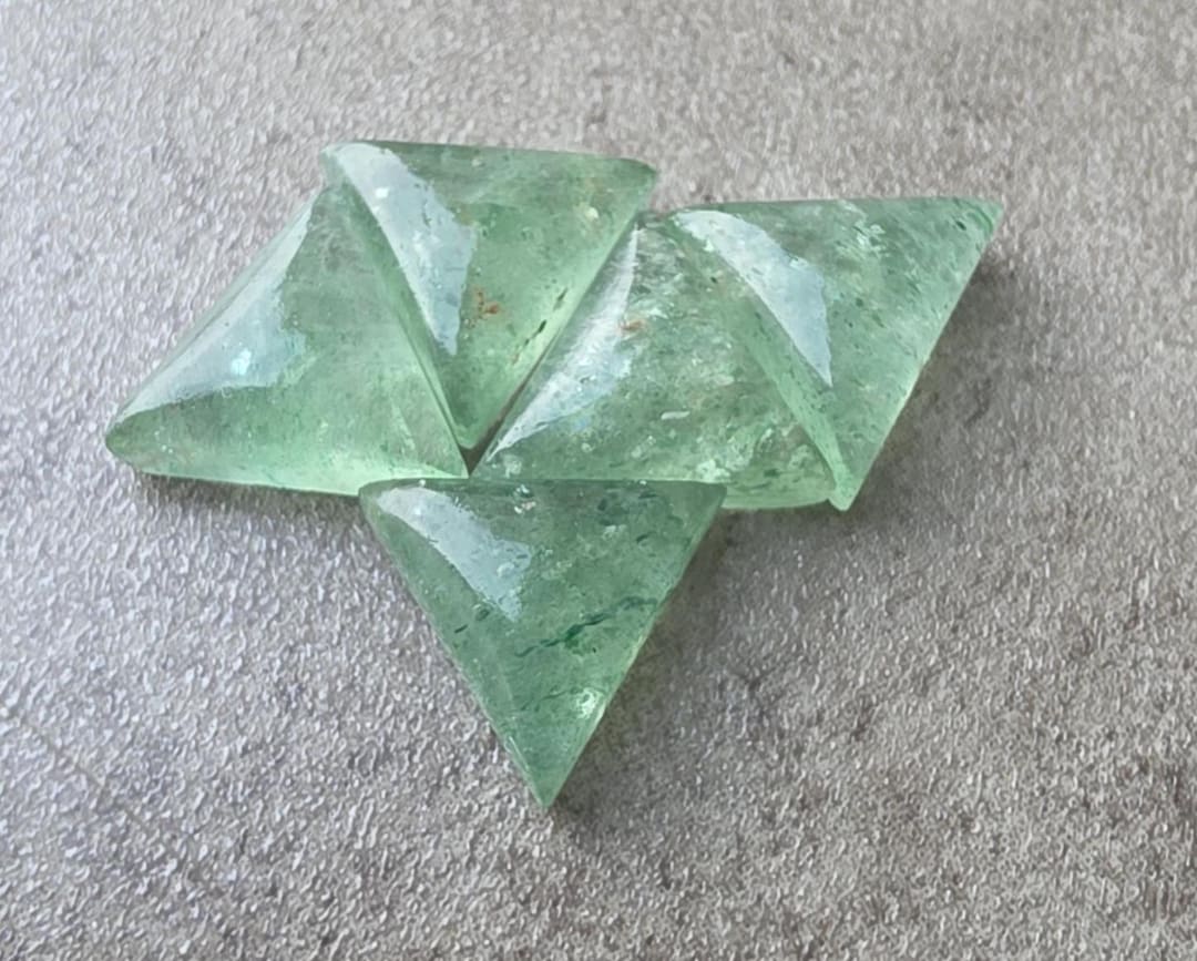 Natural Green Strawberry Quartz Triangle Shape Cabochon Flat Back ...