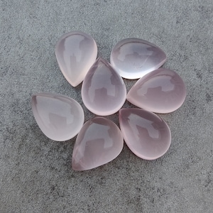 Natural Rose Quartz Cabochon: AAA+ Teardrop Pear Gemstone