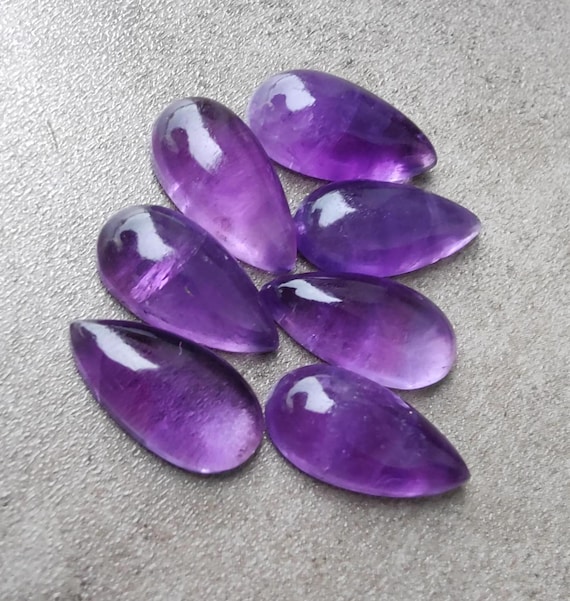 Natural Amethyst Teardrop Cabochon: AAA+ Quality Pear Calibrted Gemstones