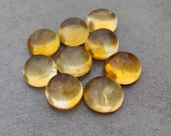 AAA+ Quality Natural Citrine Round Shape Cabochon Flat Back Calibrated Wholesale Gemstones, Custom Sizes Available