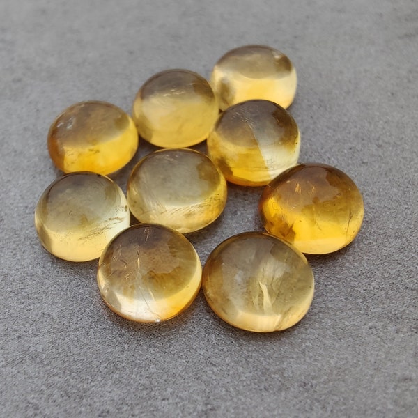 Cabochon rond en forme de citrine naturelle de qualité AAA + à dos plat, pierres précieuses calibrées en gros, tailles personnalisées disponibles