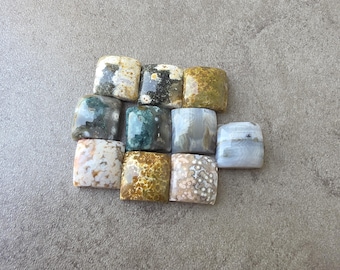 Natürliche Ozean Jaspis quadratische Form Cabochon flache Rückseite kalibriert Edelstein