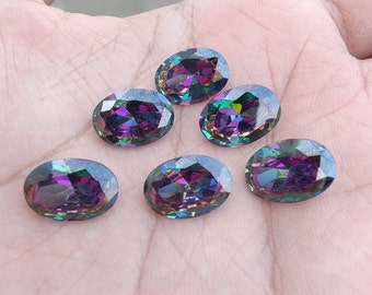 Natural Mystic Quartz Oval Gemstone, Faceted Rainbow Cut, Wholesale Calibrated Sizes