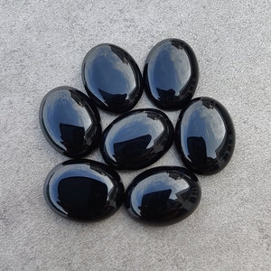 Natural Black Onyx Oval Shape Cabochon Flat Back Calibrated Wholesale AAA Quality Gemstones, All Sizes Available zdjęcie 9