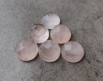 AAA Rose Quartz Gemstone: Round Checker Cut, Calibrated Sizes