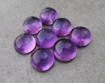 AAA+ Amethyst Cabochon: Round Shape Flat Back Calibrated Gemstones
