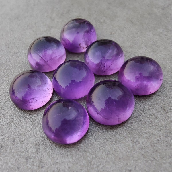 AAA+ Quality Natural Amethyst Round Shape Cabochon Flat Back Calibrated Wholesale Gemstones, All Sizes Available