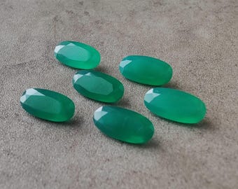 AAA+Green Onyx Gemstone: Faceted Cut Big Oval Shape Calibrated Gemstone