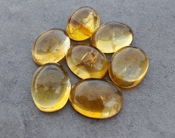 Cabochon en citrine naturelle à dos plat, forme ovale, calibrées AAA +, pierres précieuses de qualité en gros, tailles personnalisées disponibles