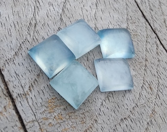 Natural Aqua Milky Square Shape Cabochon Flat Back AAA+ Quality Calibrated Wholesale Gemstones, All Sizes Available