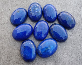 Natürlicher Lapislazuli-Cabochon in ovaler Form mit flacher Rückseite, AAA+-Qualität, kalibrierte Großhandelsedelsteine, alle Größen erhältlich