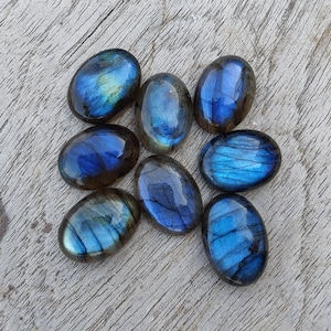 AAA Quality Natural Labradorite Oval Shape Cabochon Flat Back Calibrated Wholesale Gemstones, All Sizes Available zdjęcie 2