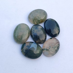 AAA Quality Natural Moss Agate Oval Shape Cabochon Flat Back Calibrated Wholesale Gemstones, All Sizes Available image 6