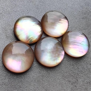Rainbow Mother of Pearl Doublet Cabochon: Round Flat Back Gemstone