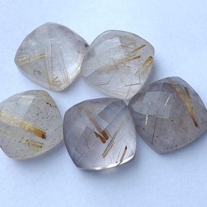 Golden Rutile Cushion Gemstone: Checker Cut AAA Quality